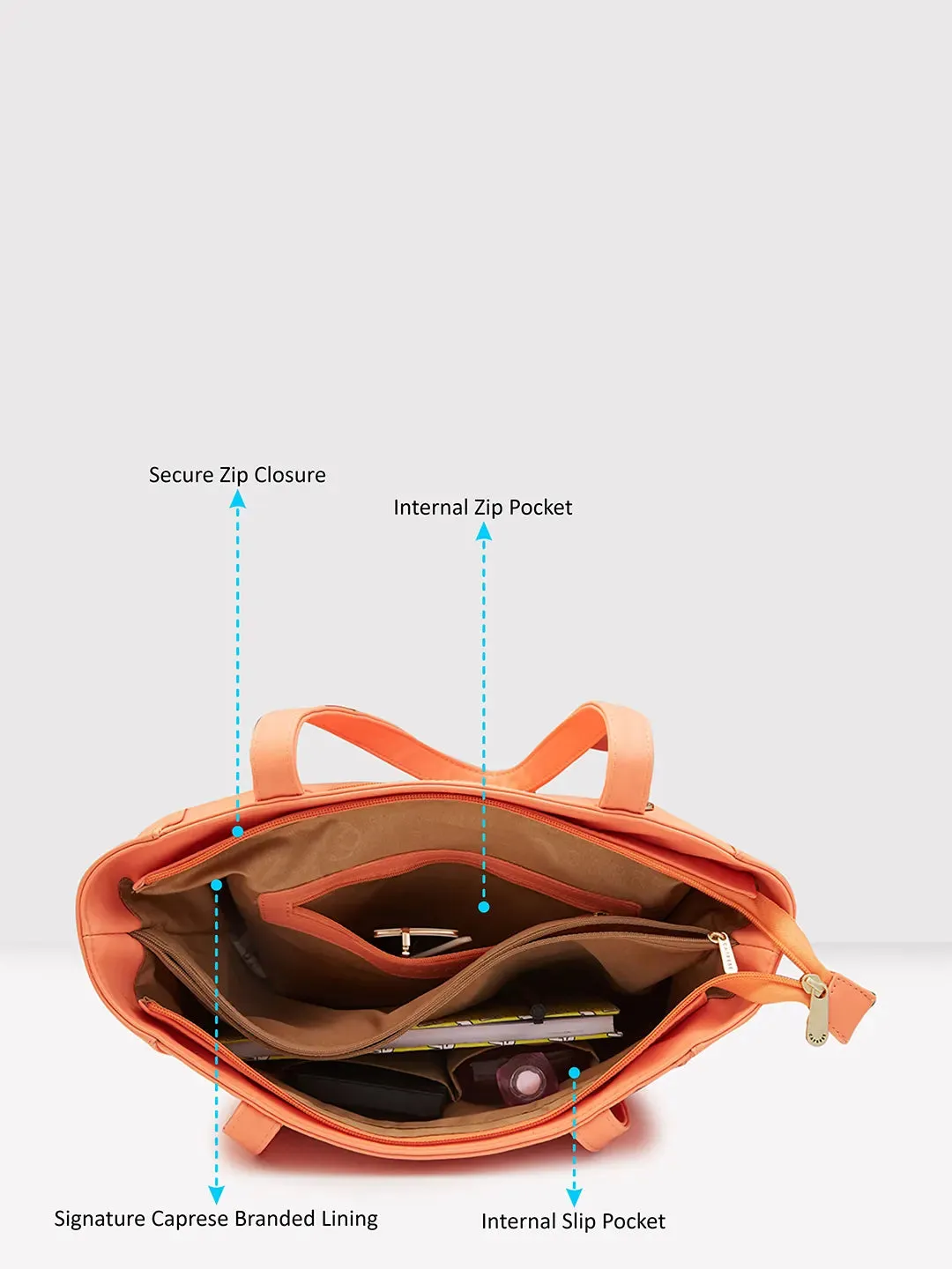Caprese Dora Large Coral Office Tote Bag