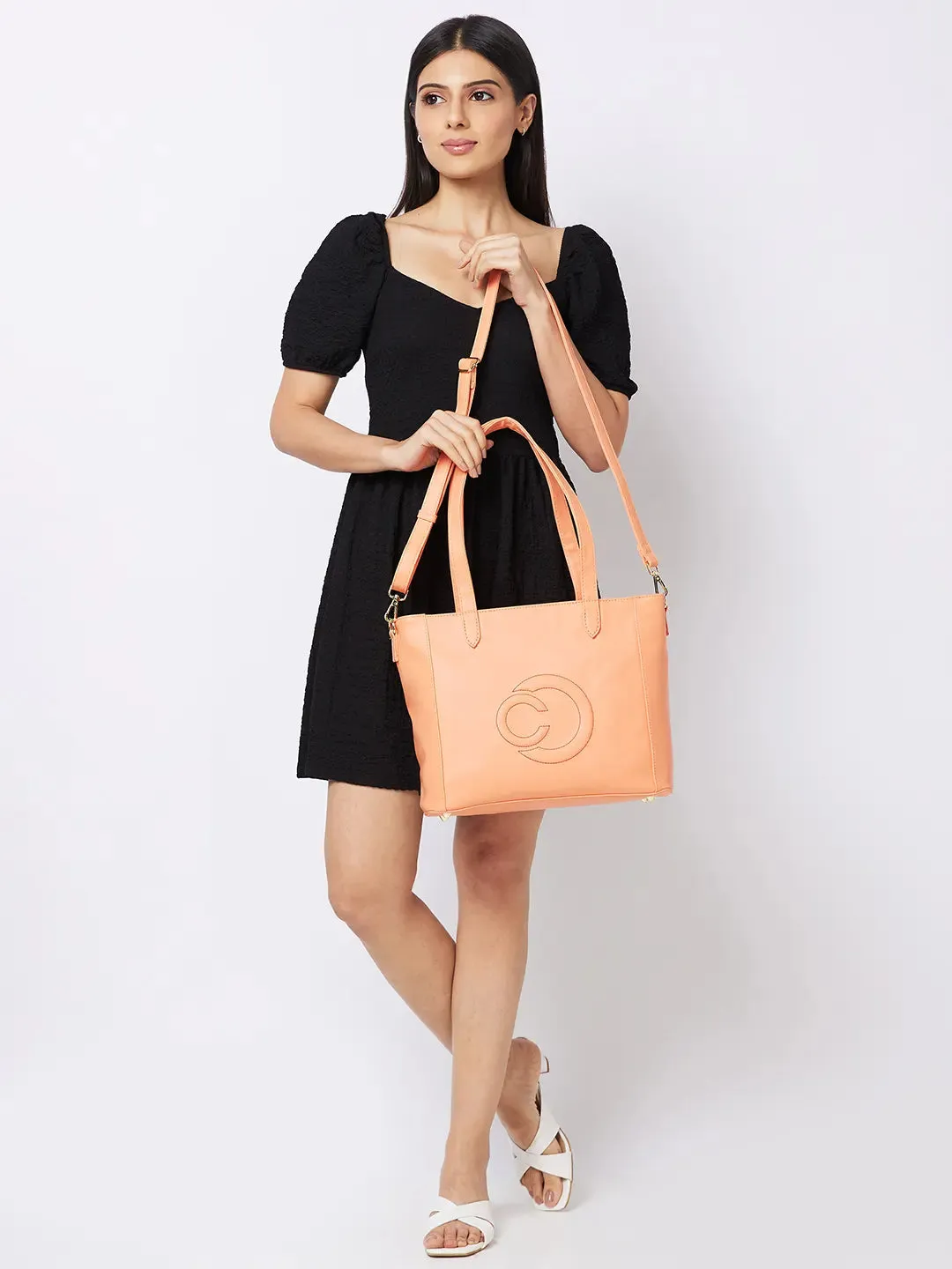 Caprese Dora Large Coral Office Tote Bag
