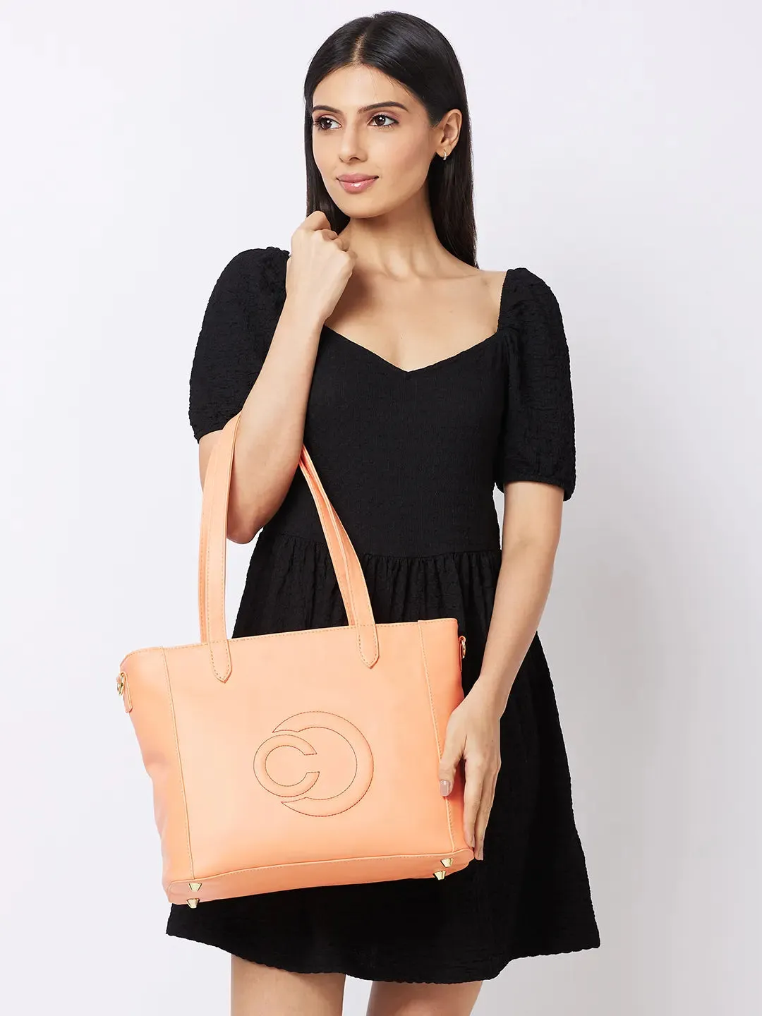 Caprese Dora Large Coral Office Tote Bag