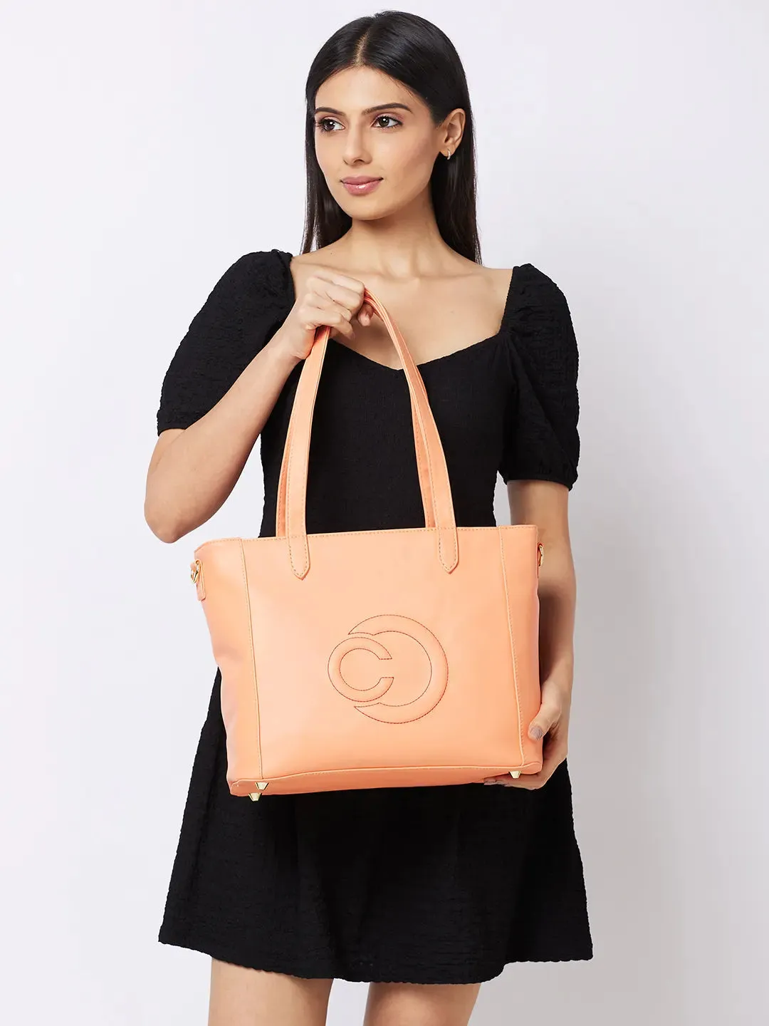 Caprese Dora Large Coral Office Tote Bag