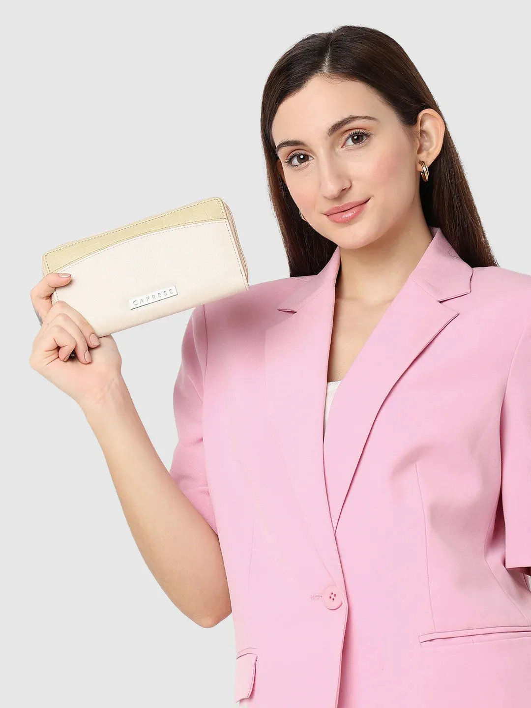 Caprese Dorrita Medium Beige Zip Around Wallet