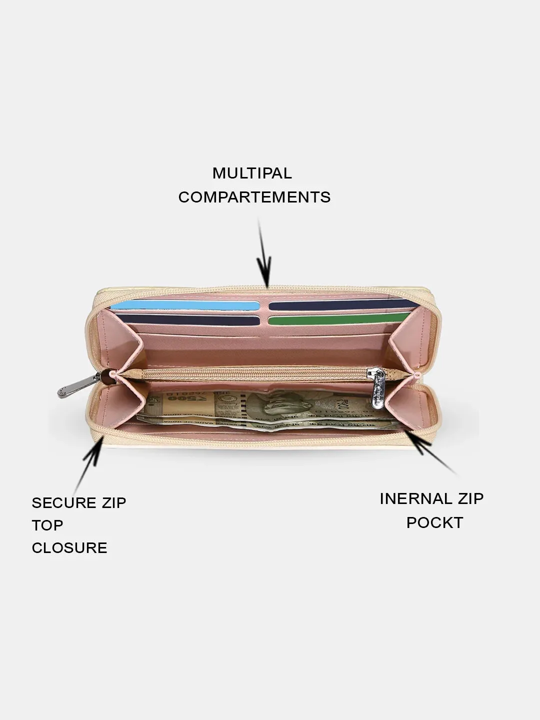 Caprese Dorrita Medium Beige Zip Around Wallet