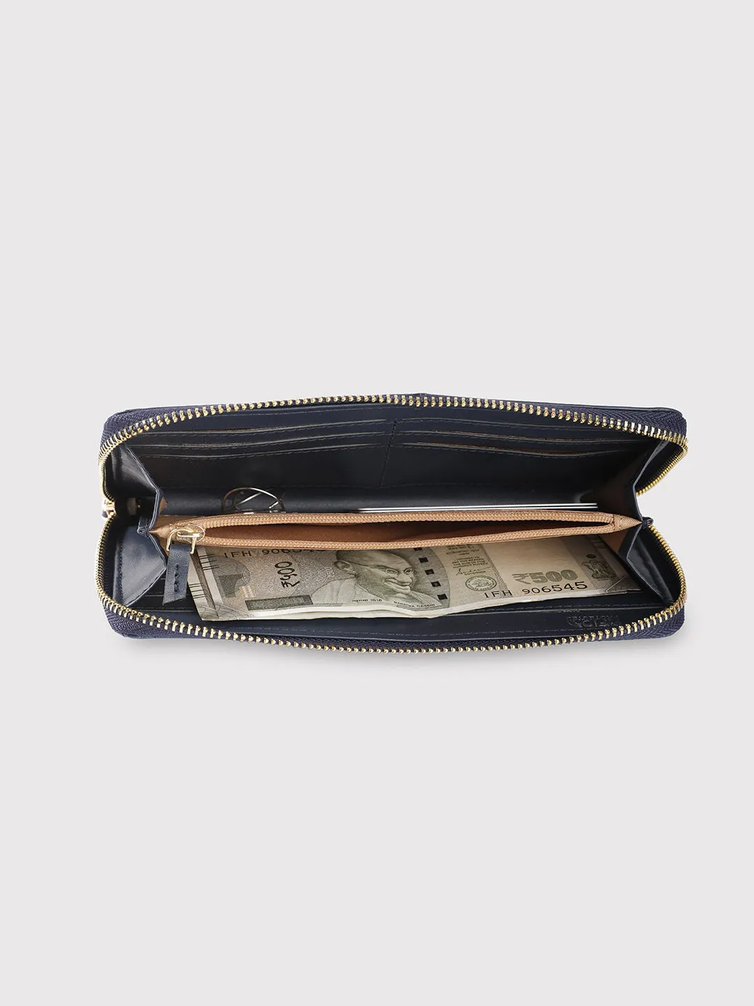 Caprese Emma Large Navy Zip Around Wallet