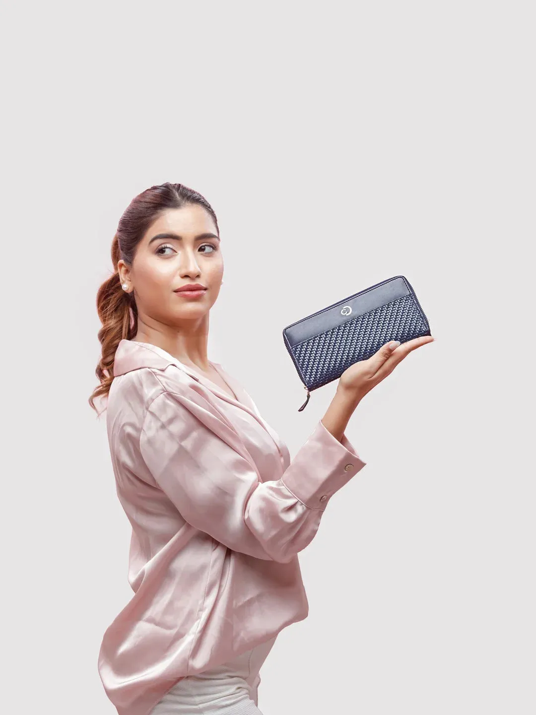 Caprese Emma Large Navy Zip Around Wallet