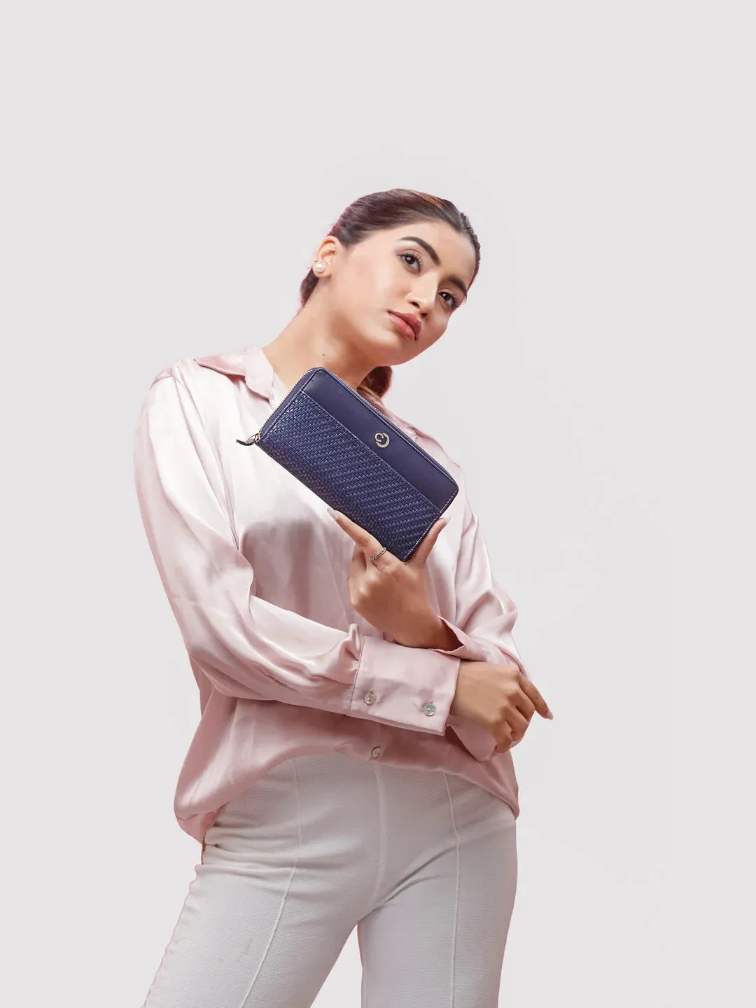 Caprese Emma Large Navy Zip Around Wallet