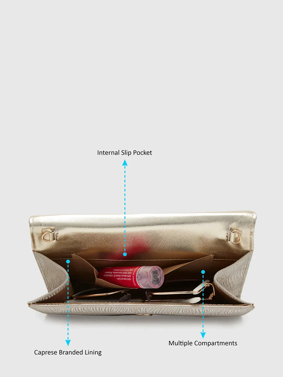Caprese Eryka Medium Light Gold Clutch