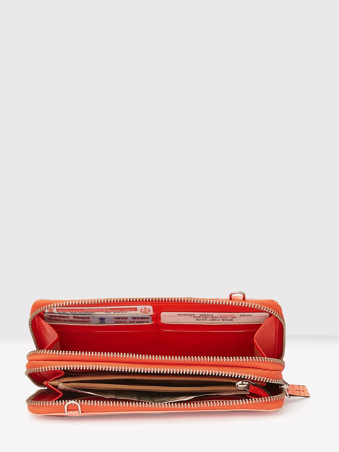 Caprese Eva Sling Large Coral Zip Around Wallet