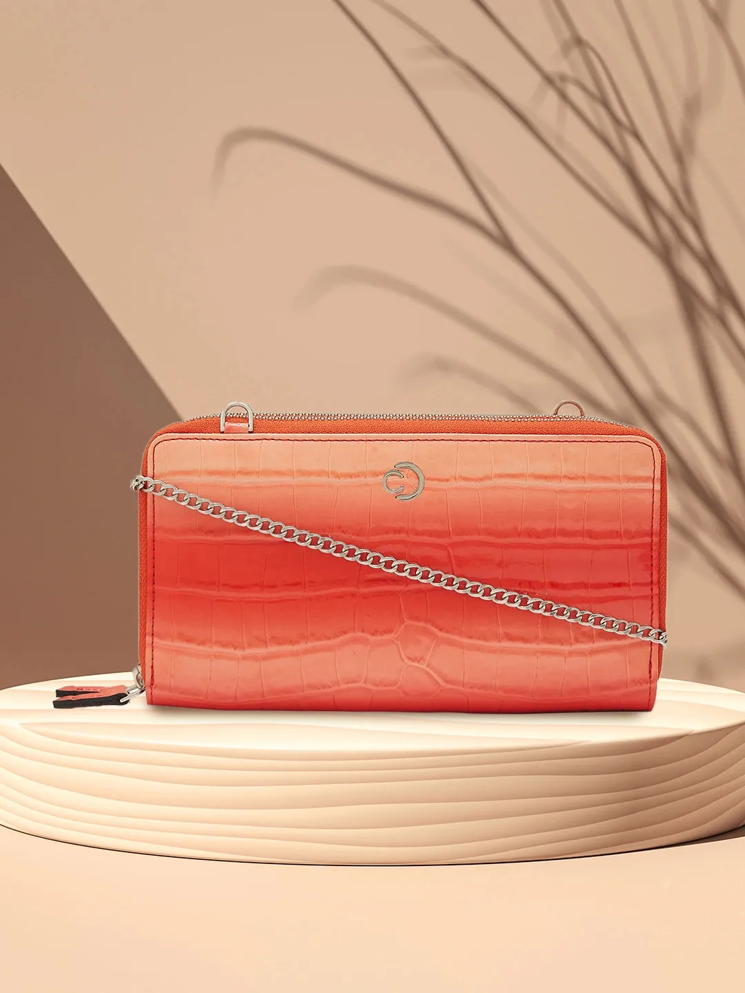 Caprese Eva Sling Large Coral Zip Around Wallet