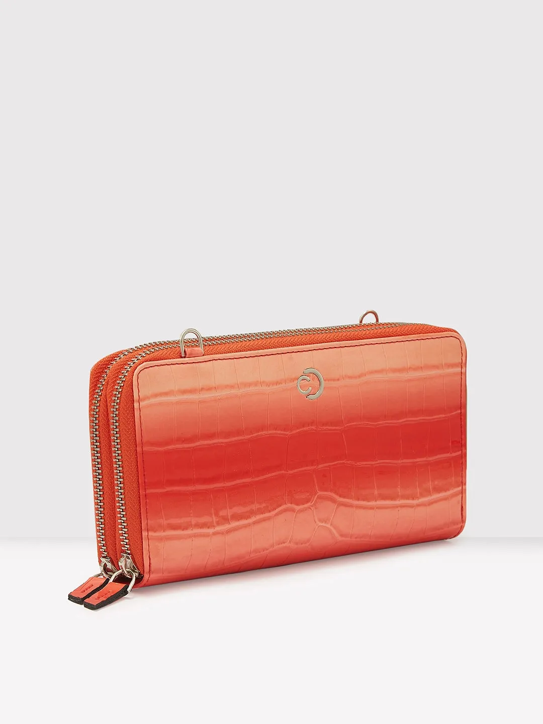 Caprese Eva Sling Large Coral Zip Around Wallet