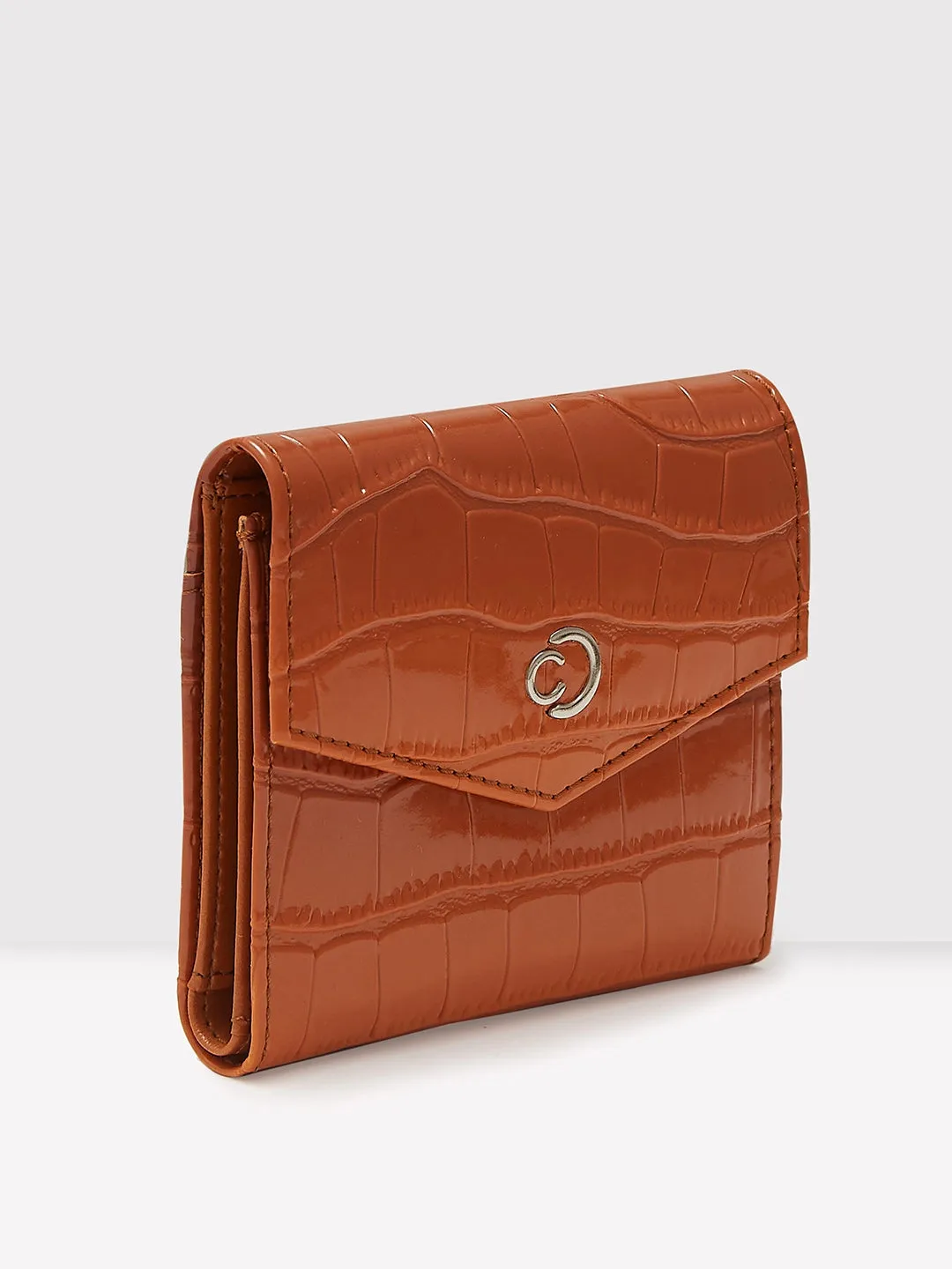 Caprese Eva Small Tan Flapover Wallet