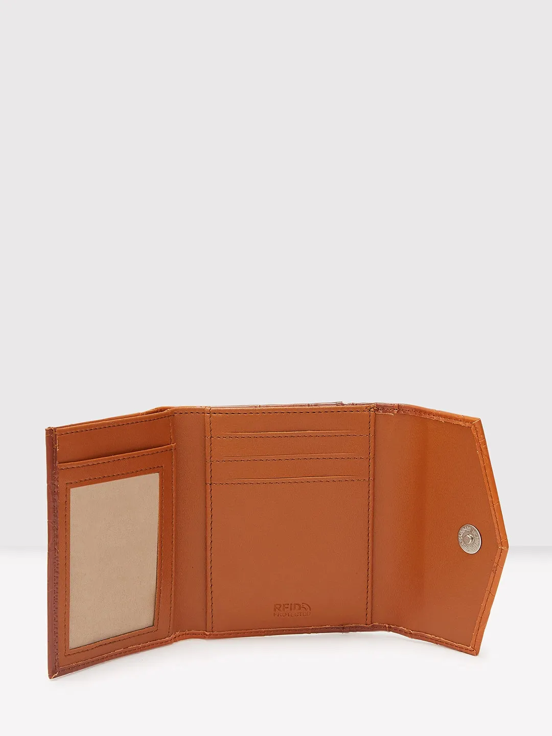 Caprese Eva Small Tan Flapover Wallet