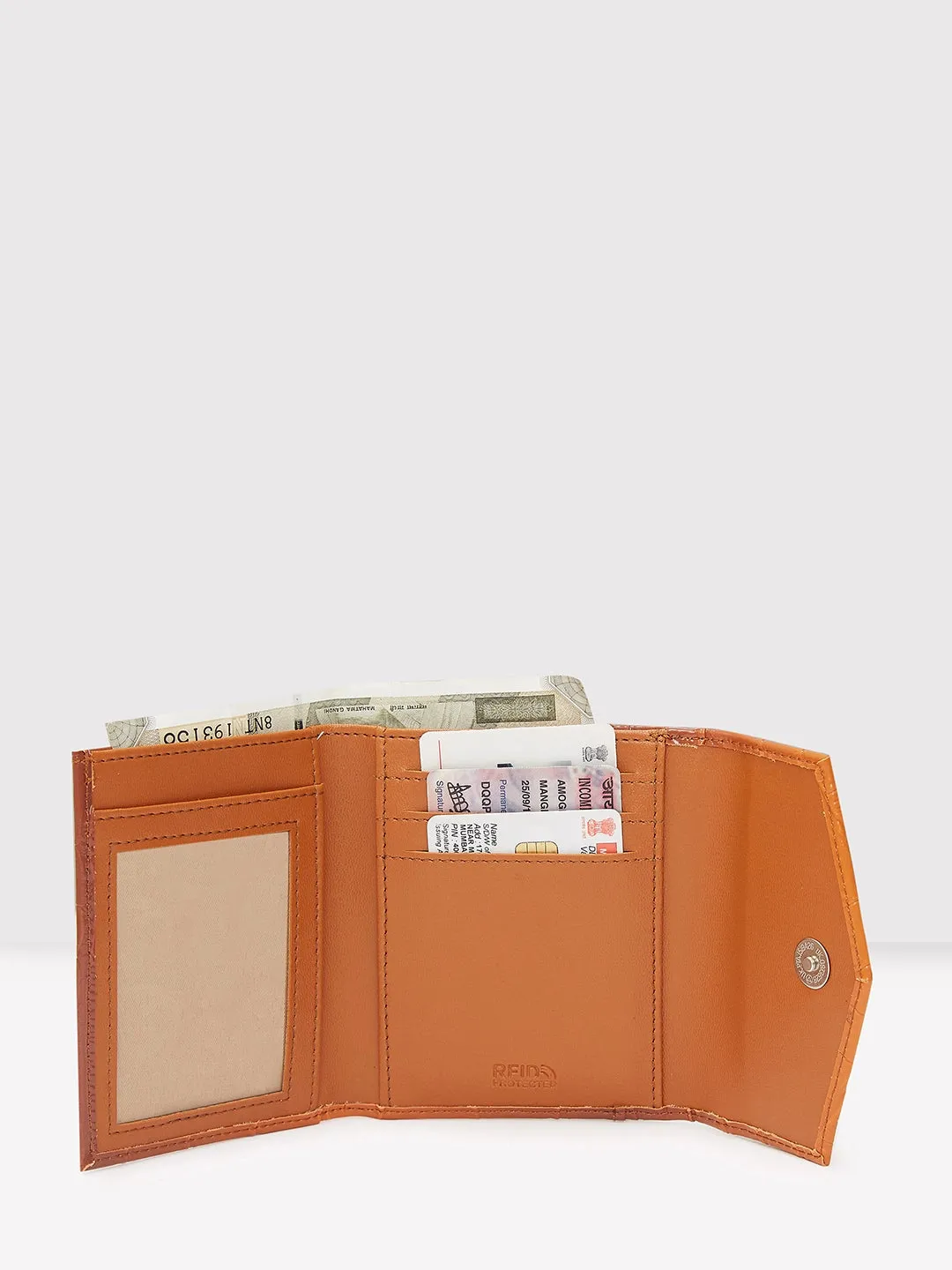 Caprese Eva Small Tan Flapover Wallet