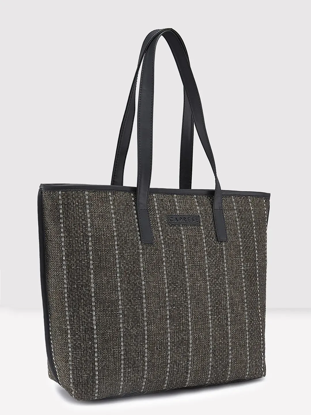 Caprese Evana Medium Striped Brown Tote Bag