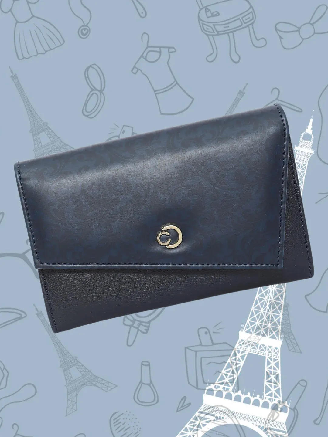 Caprese Helene Large Navy Flapover Wallet