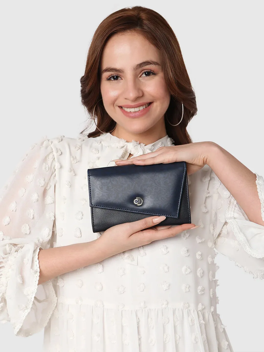 Caprese Helene Large Navy Flapover Wallet