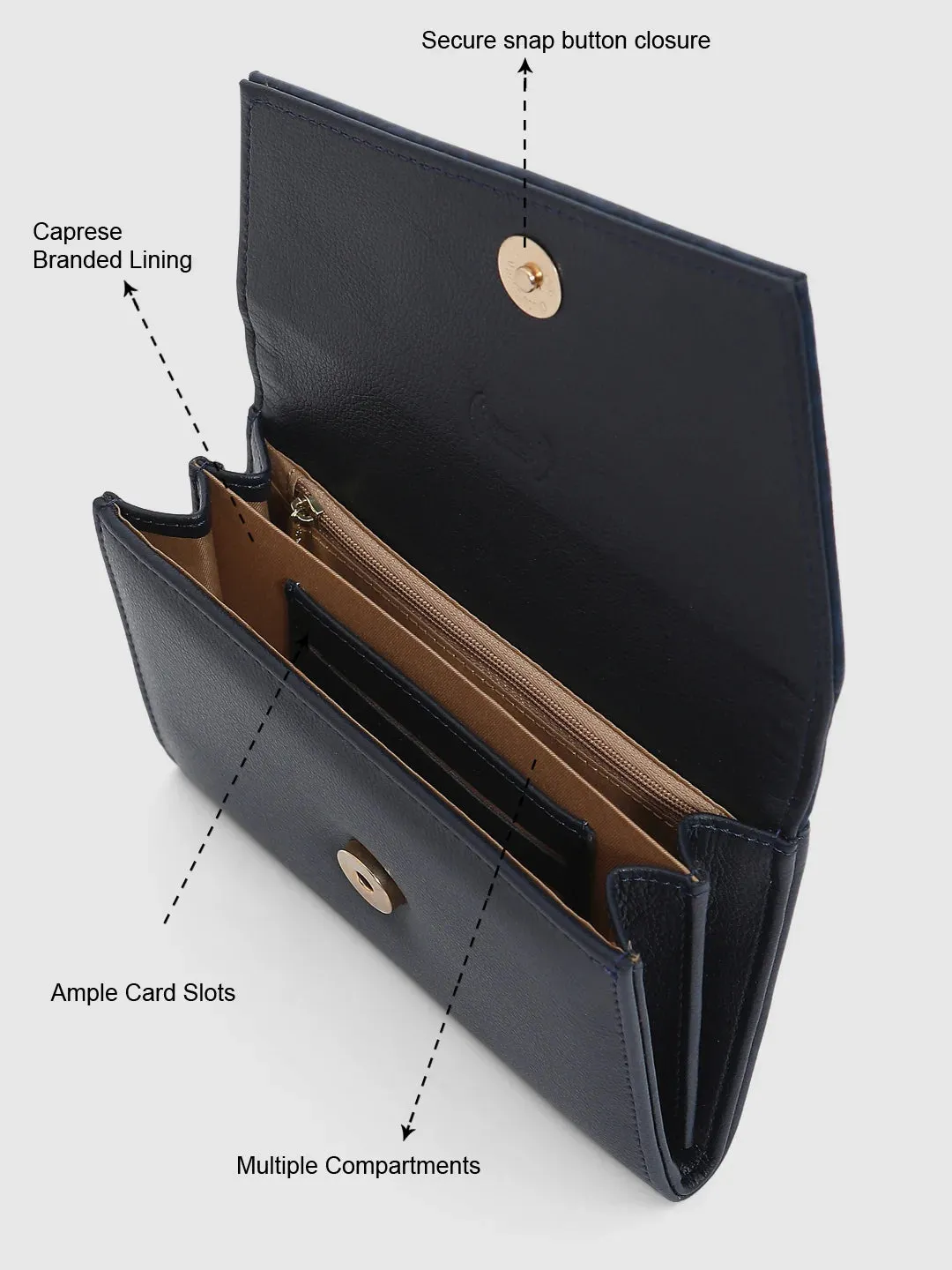 Caprese Helene Large Navy Flapover Wallet