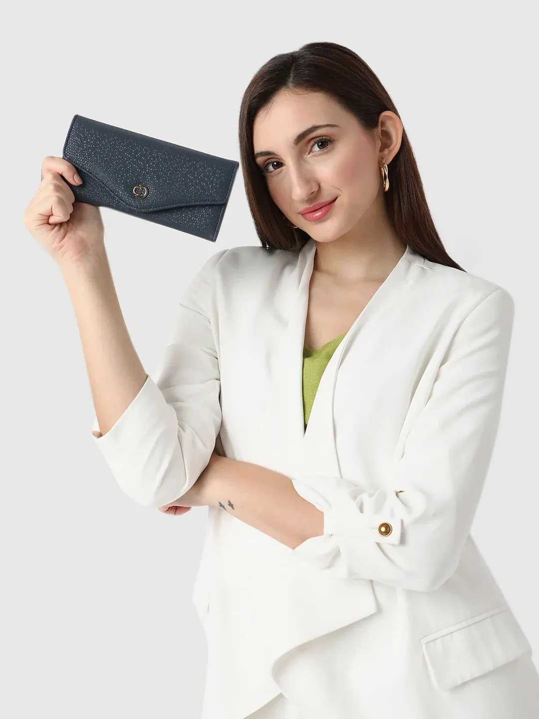 Caprese Ingrid Large Navy Flapover Wallet