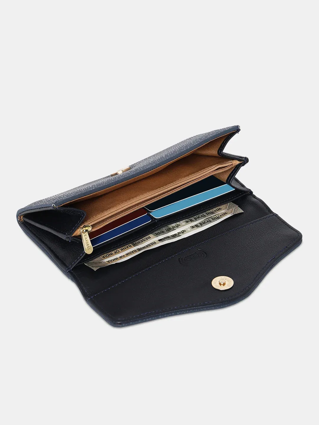 Caprese Ingrid Large Navy Flapover Wallet