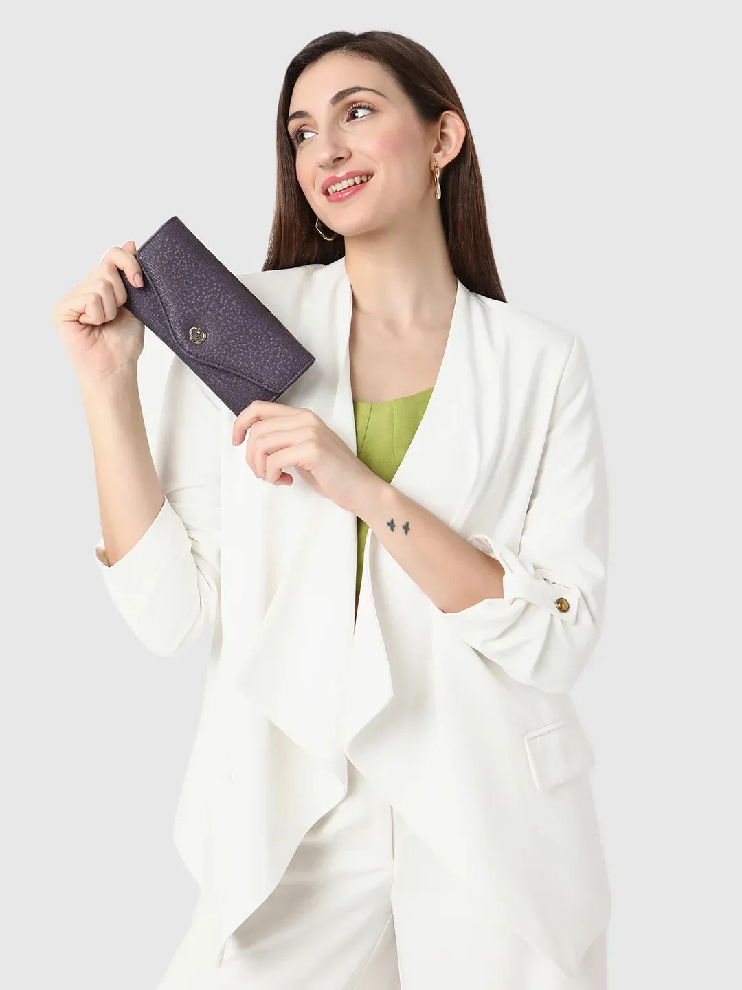 Caprese Ingrid Large Plum Flapover Wallet