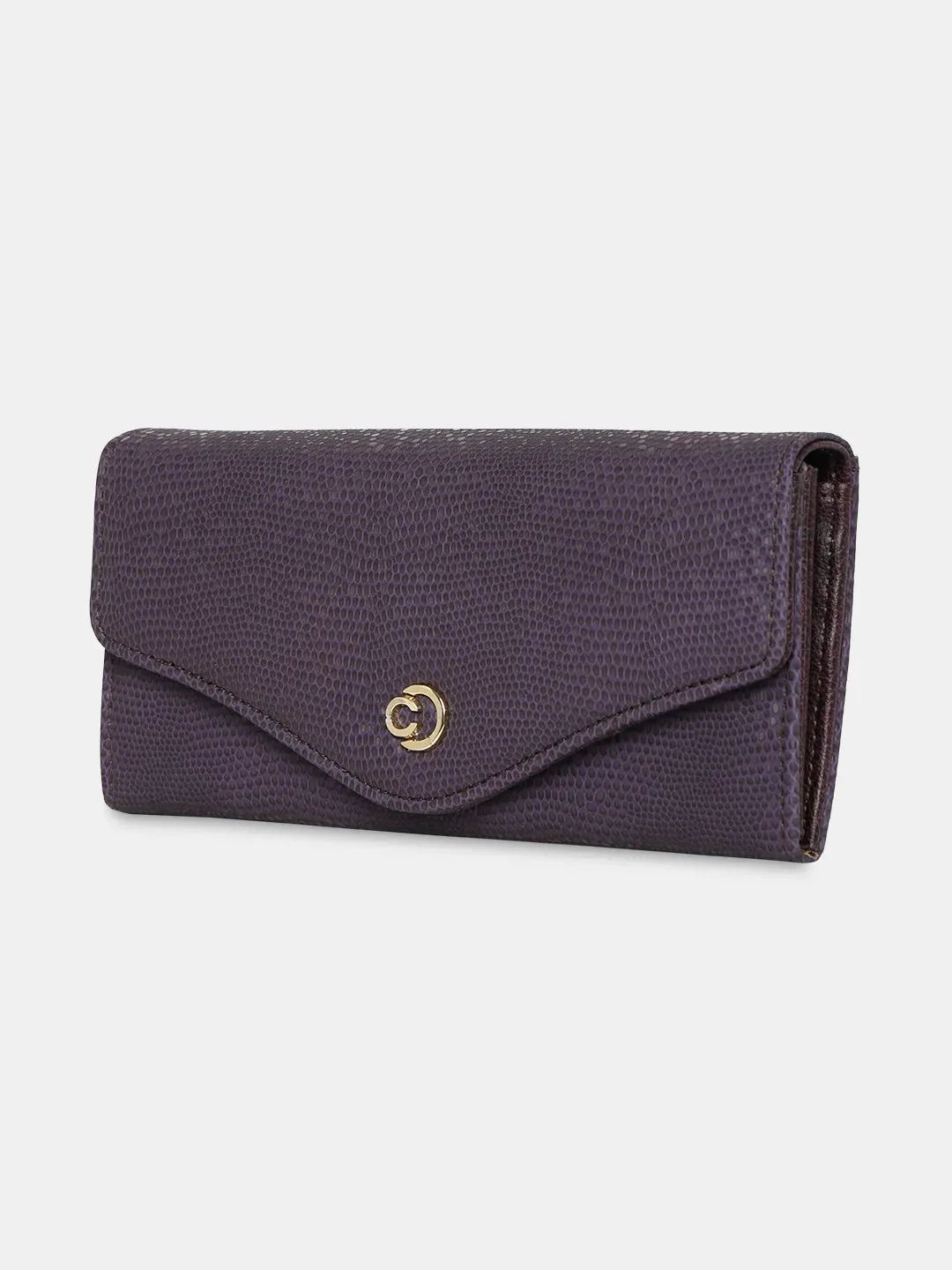 Caprese Ingrid Large Plum Flapover Wallet