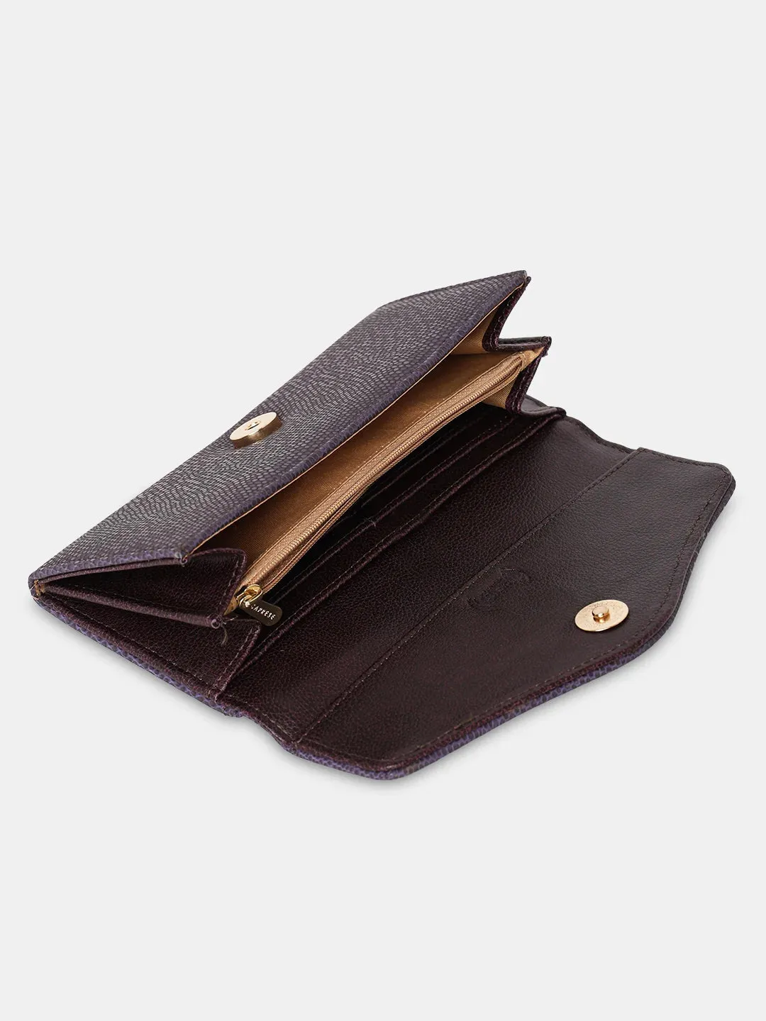 Caprese Ingrid Large Plum Flapover Wallet