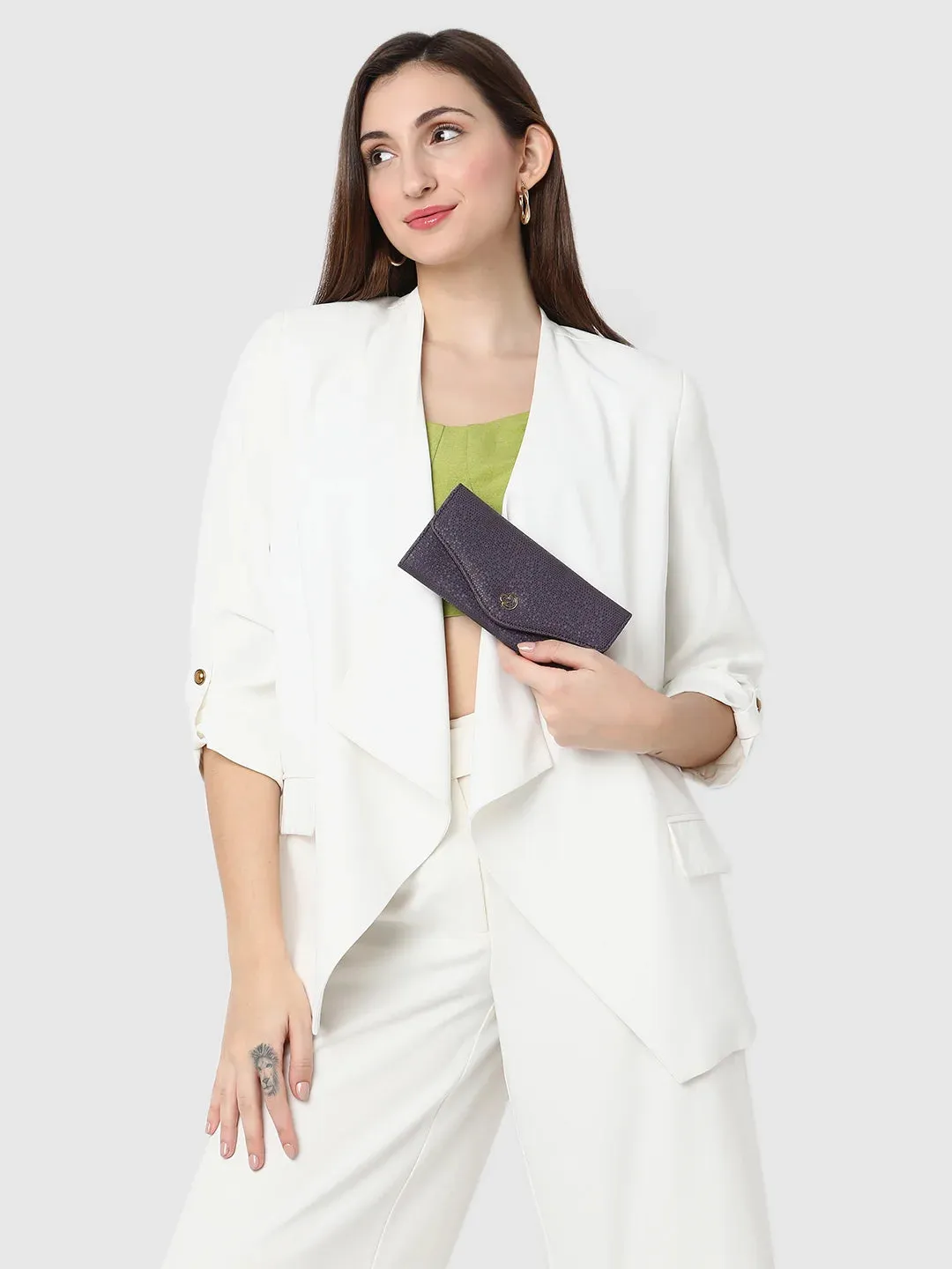 Caprese Ingrid Large Plum Flapover Wallet