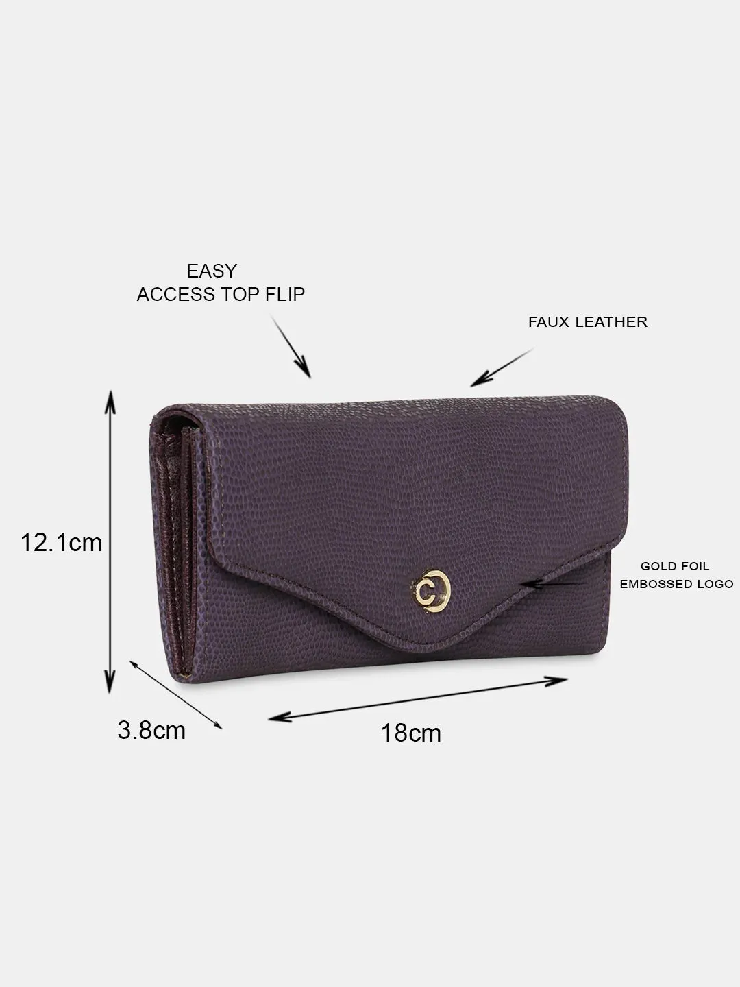 Caprese Ingrid Large Plum Flapover Wallet