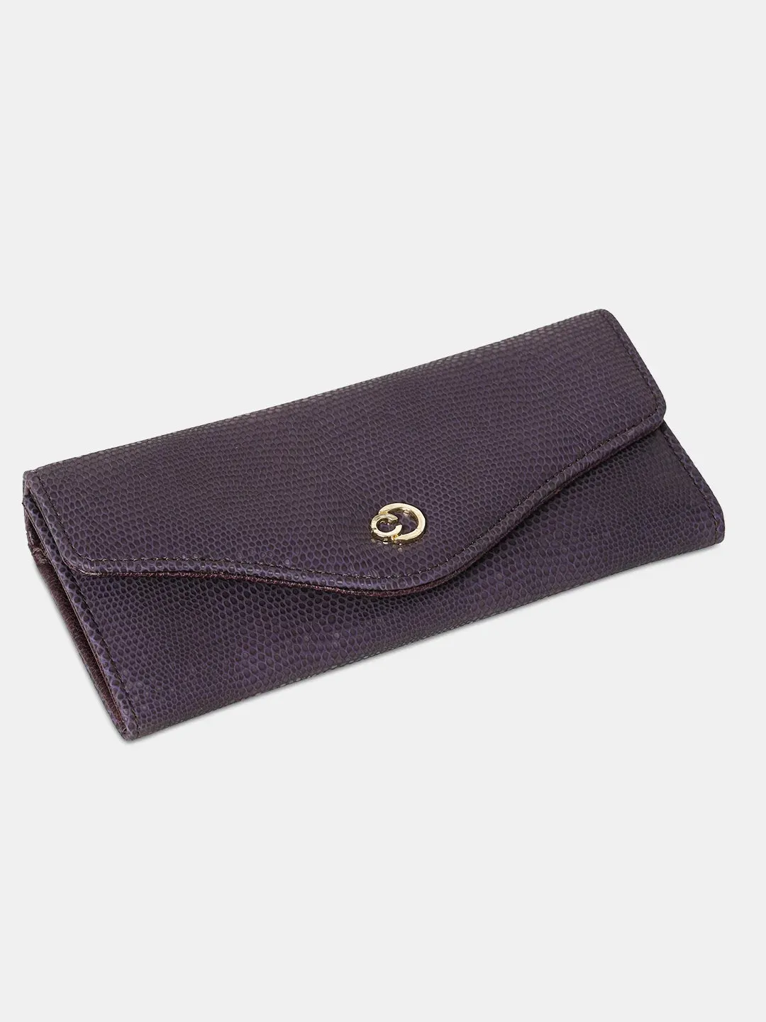 Caprese Ingrid Large Plum Flapover Wallet