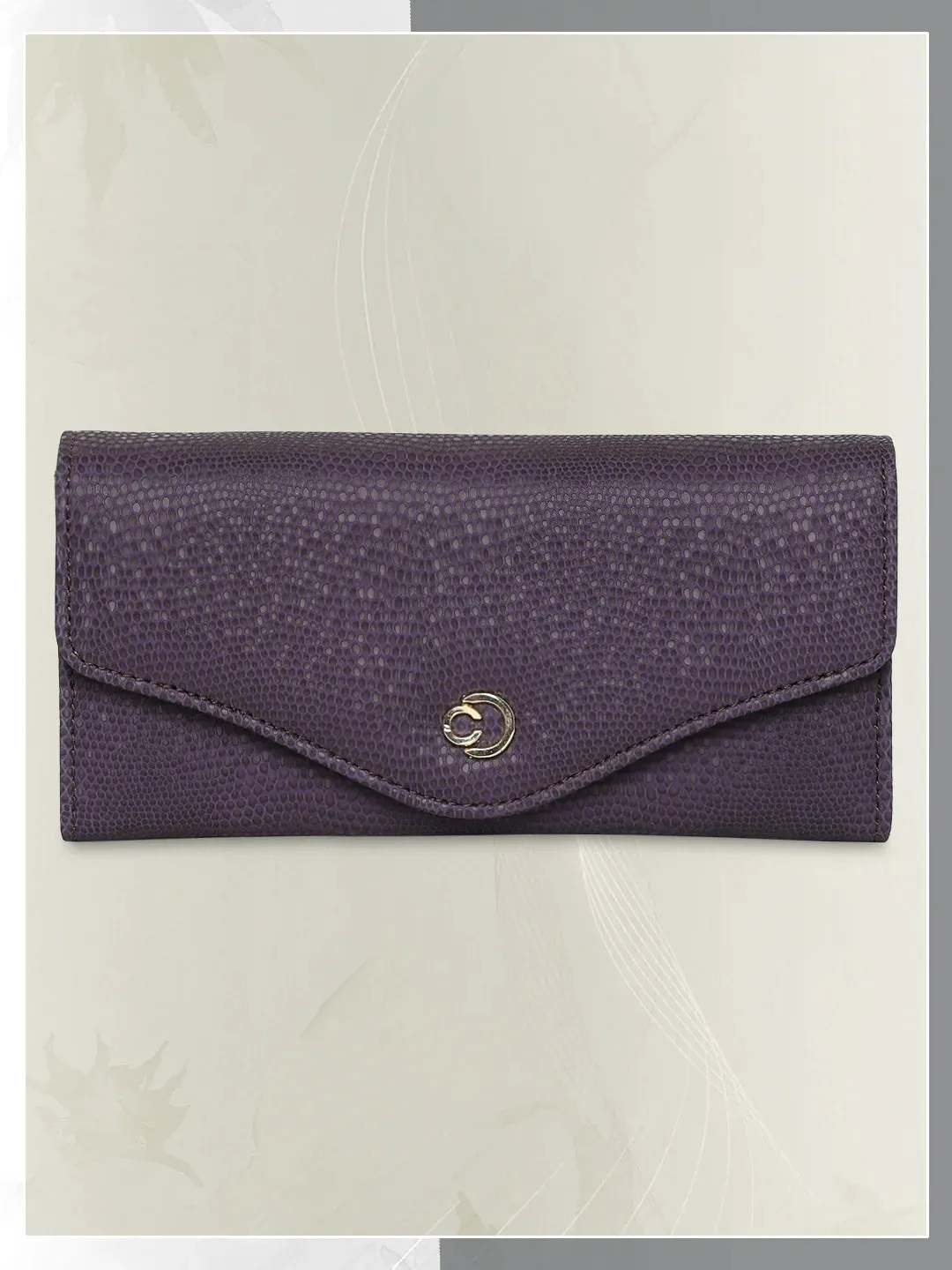 Caprese Ingrid Large Plum Flapover Wallet