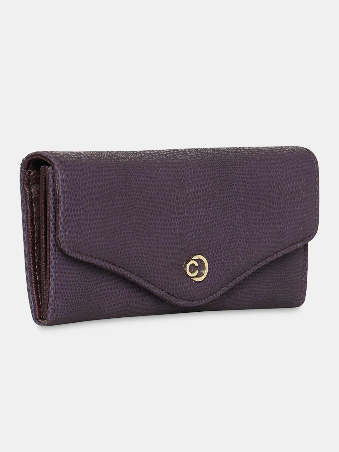 Caprese Ingrid Large Plum Flapover Wallet