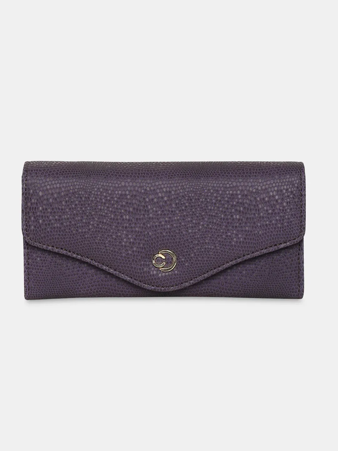 Caprese Ingrid Large Plum Flapover Wallet