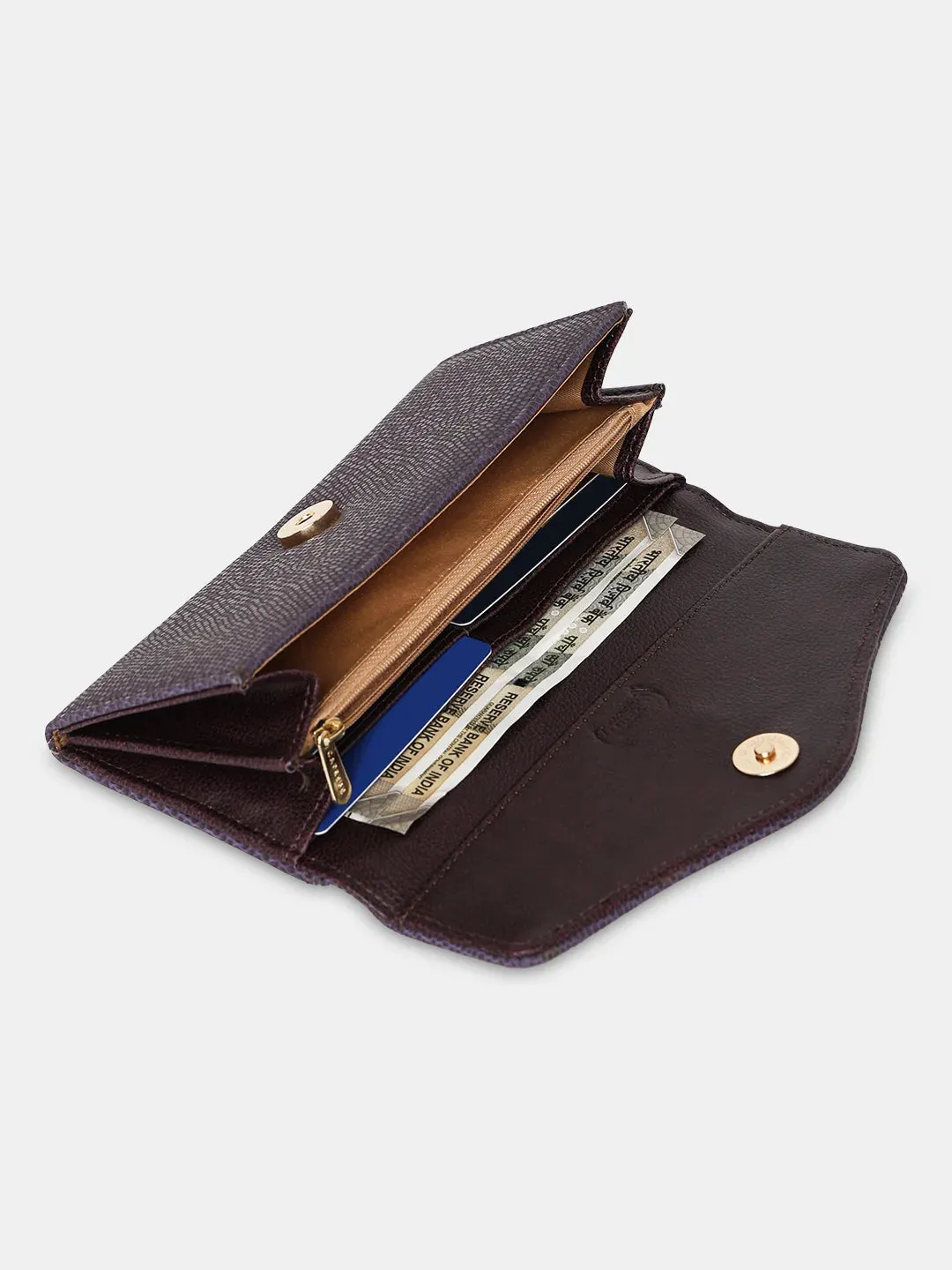Caprese Ingrid Large Plum Flapover Wallet