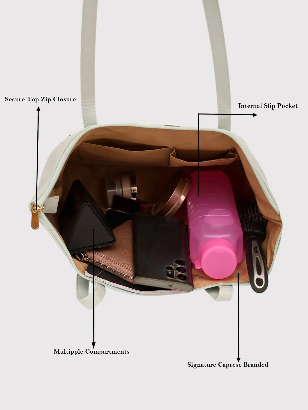 Caprese Irina Large Dull Green Tote Bag