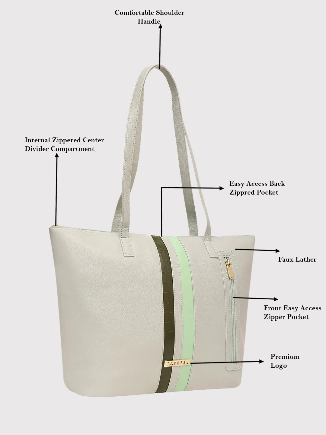 Caprese Irina Large Dull Green Tote Bag