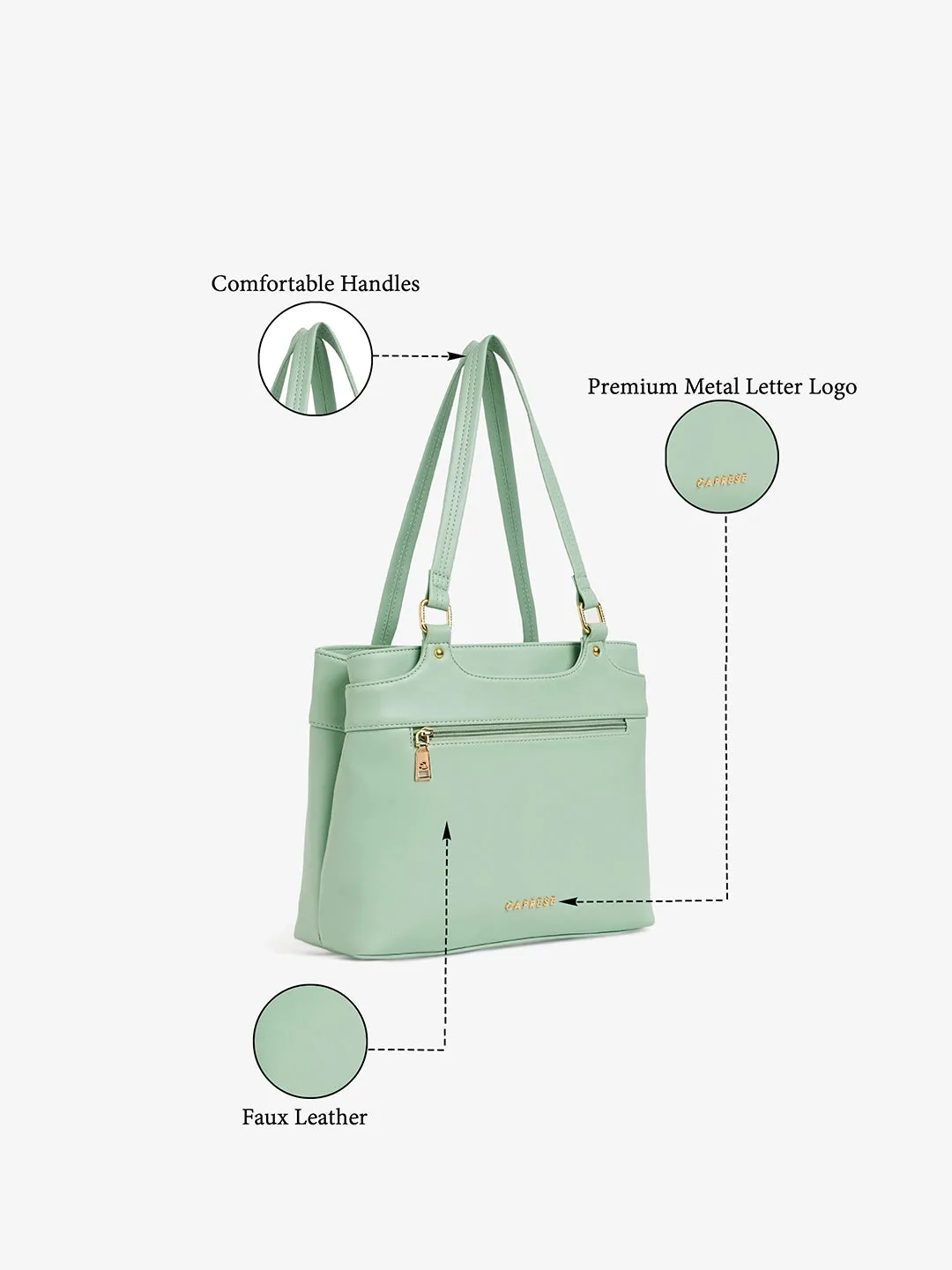 Caprese Jessica Medium Green Tote Bag