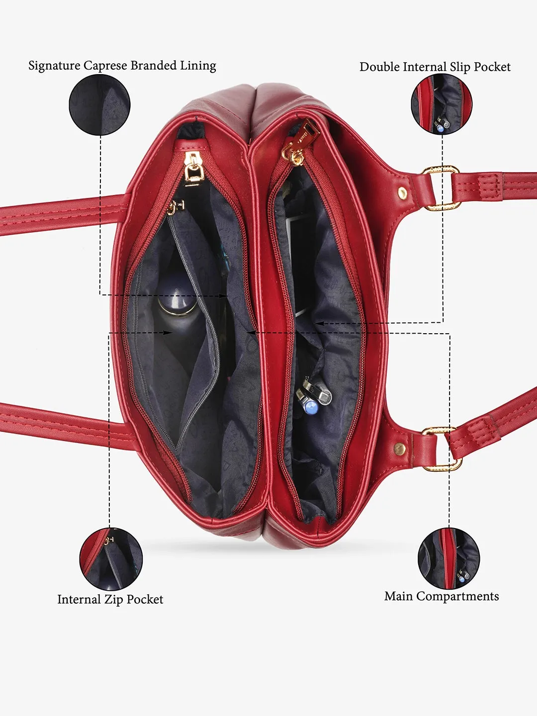 Caprese Jessica Medium Red Tote Bag