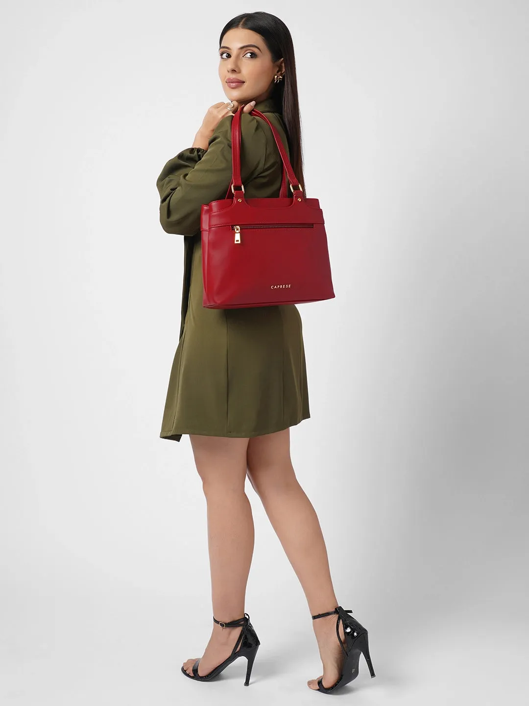 Caprese Jessica Medium Red Tote Bag