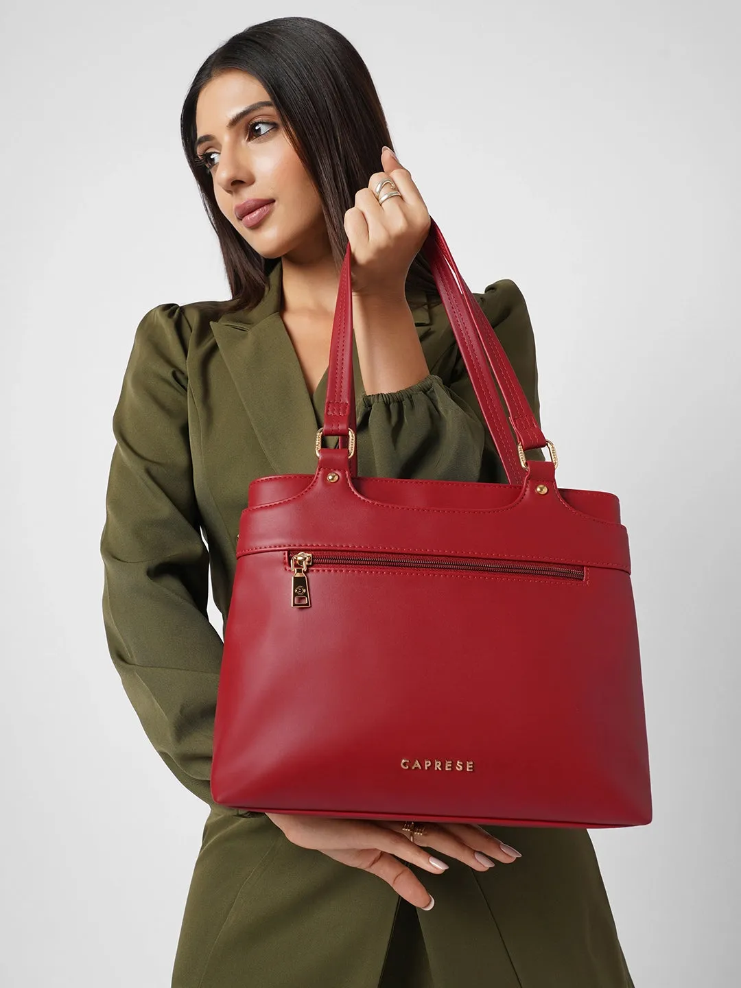 Caprese Jessica Medium Red Tote Bag