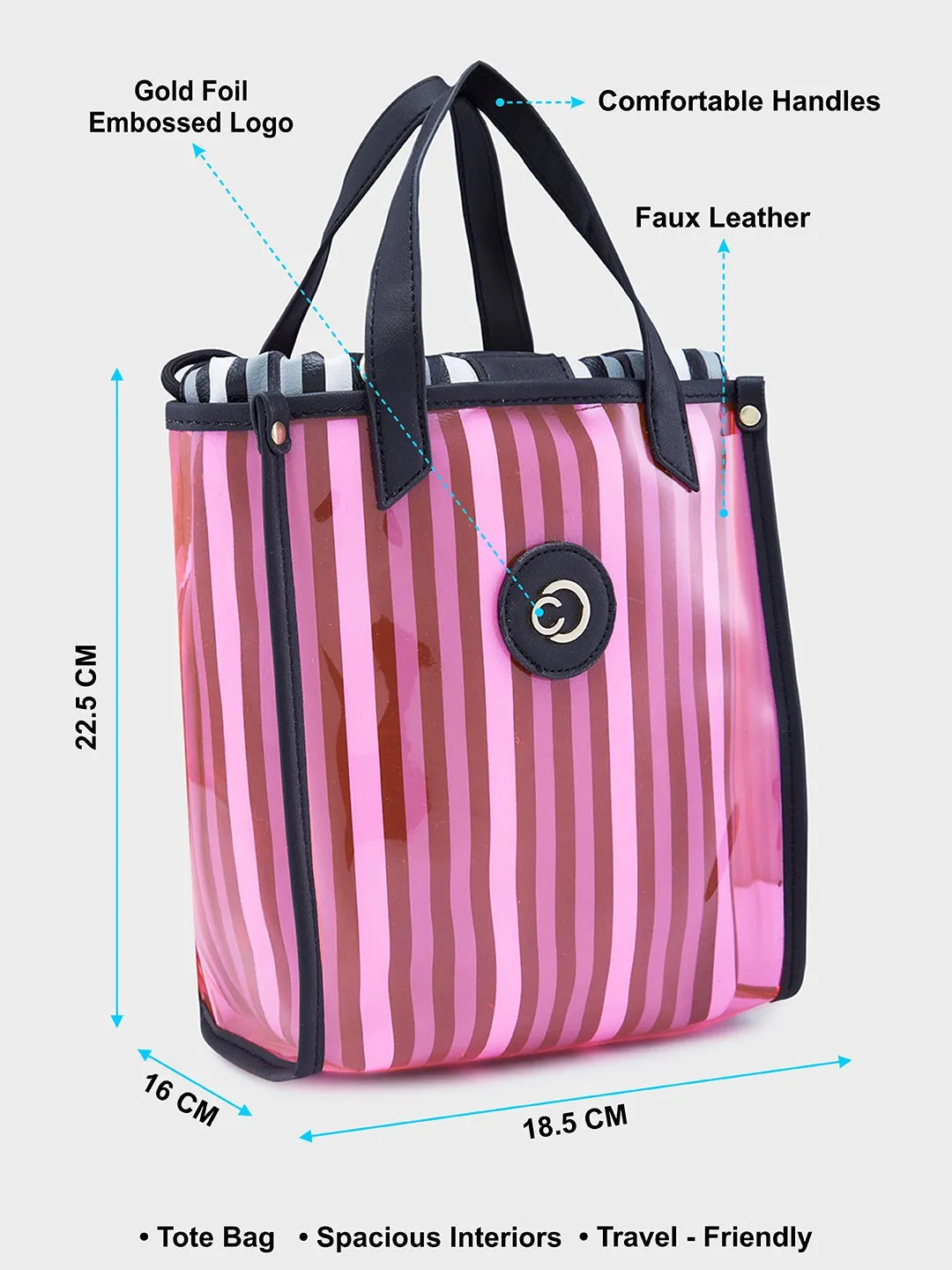 Caprese Josie Small Plastic PinkTote Bag