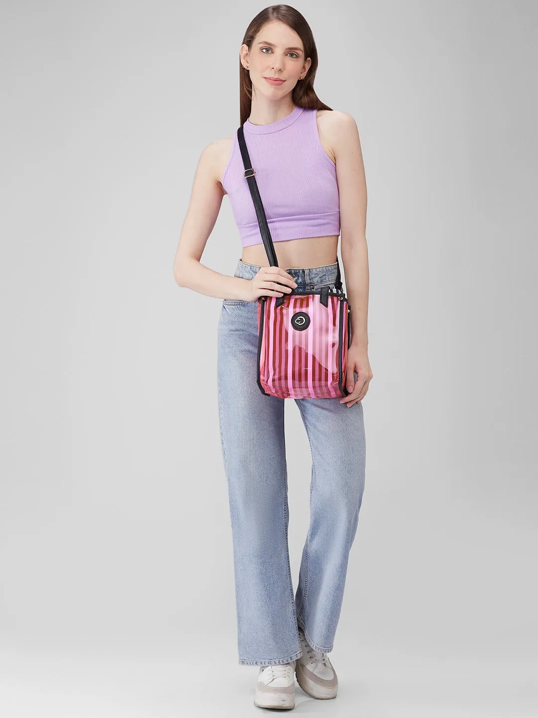 Caprese Josie Small Plastic PinkTote Bag