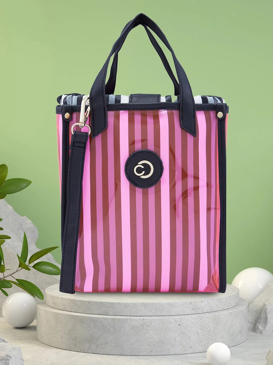 Caprese Josie Small Plastic PinkTote Bag