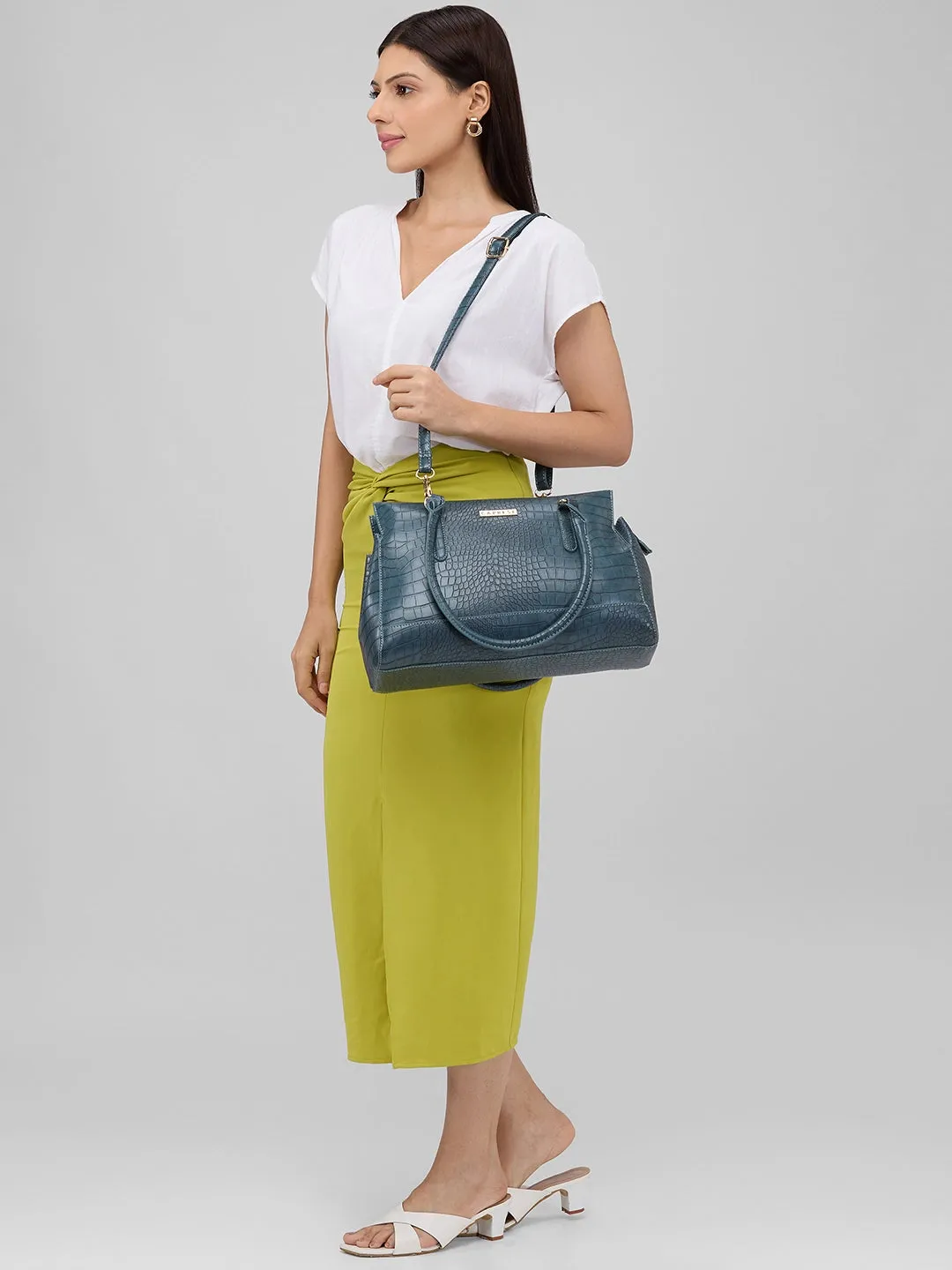 Caprese Kathey Medium Teal Tote Bag
