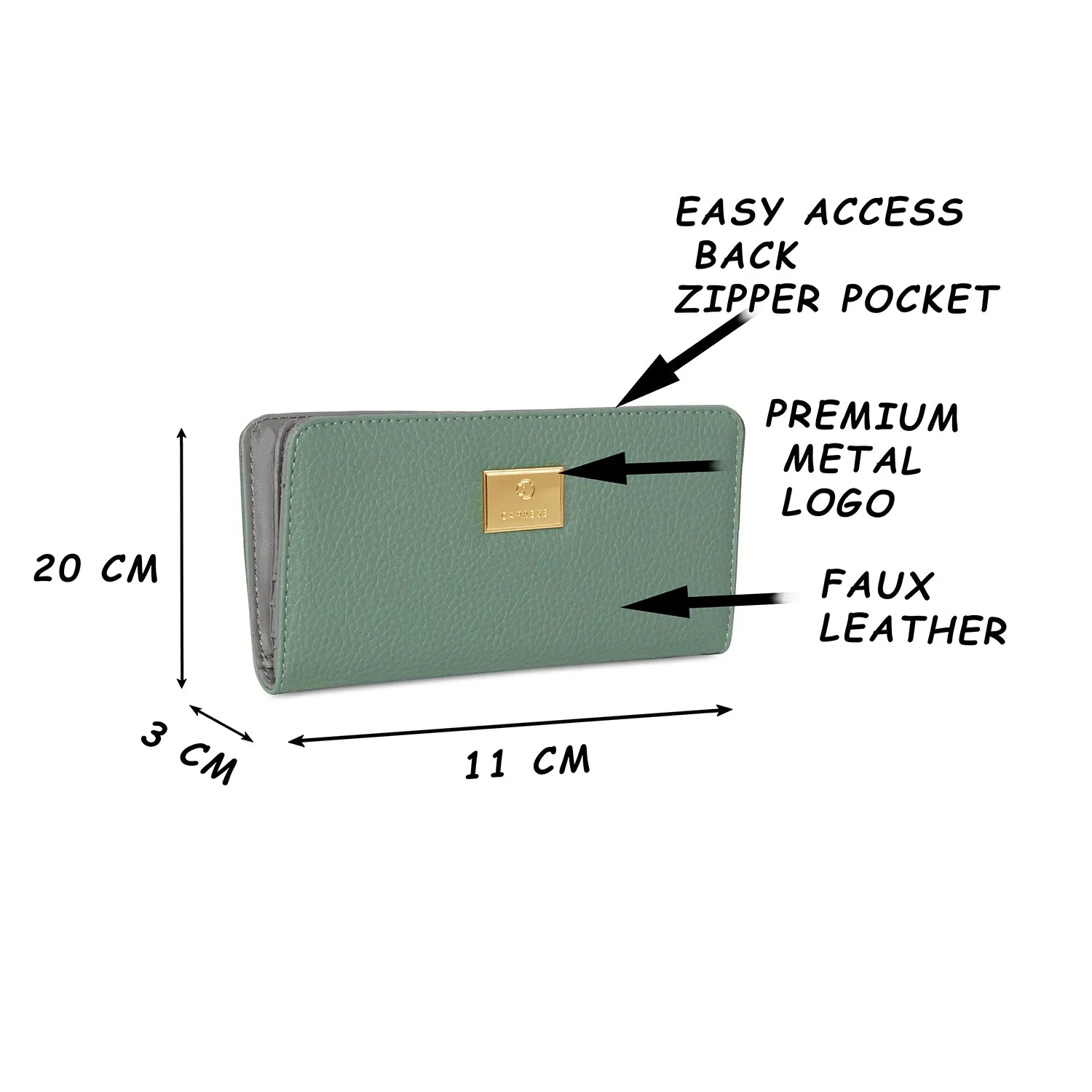 Caprese Kristin Medium Dull Green Fold Wallet