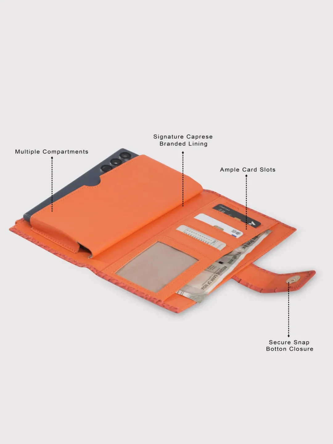 Caprese Luna Medium Orange Bifold Wallet