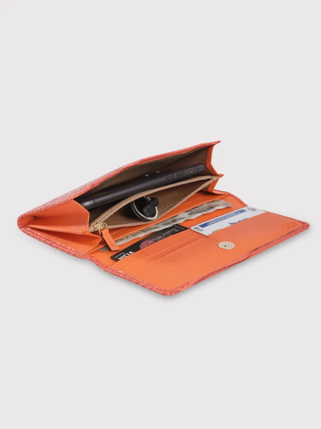 Caprese Luna Medium Orange Flap Wallet