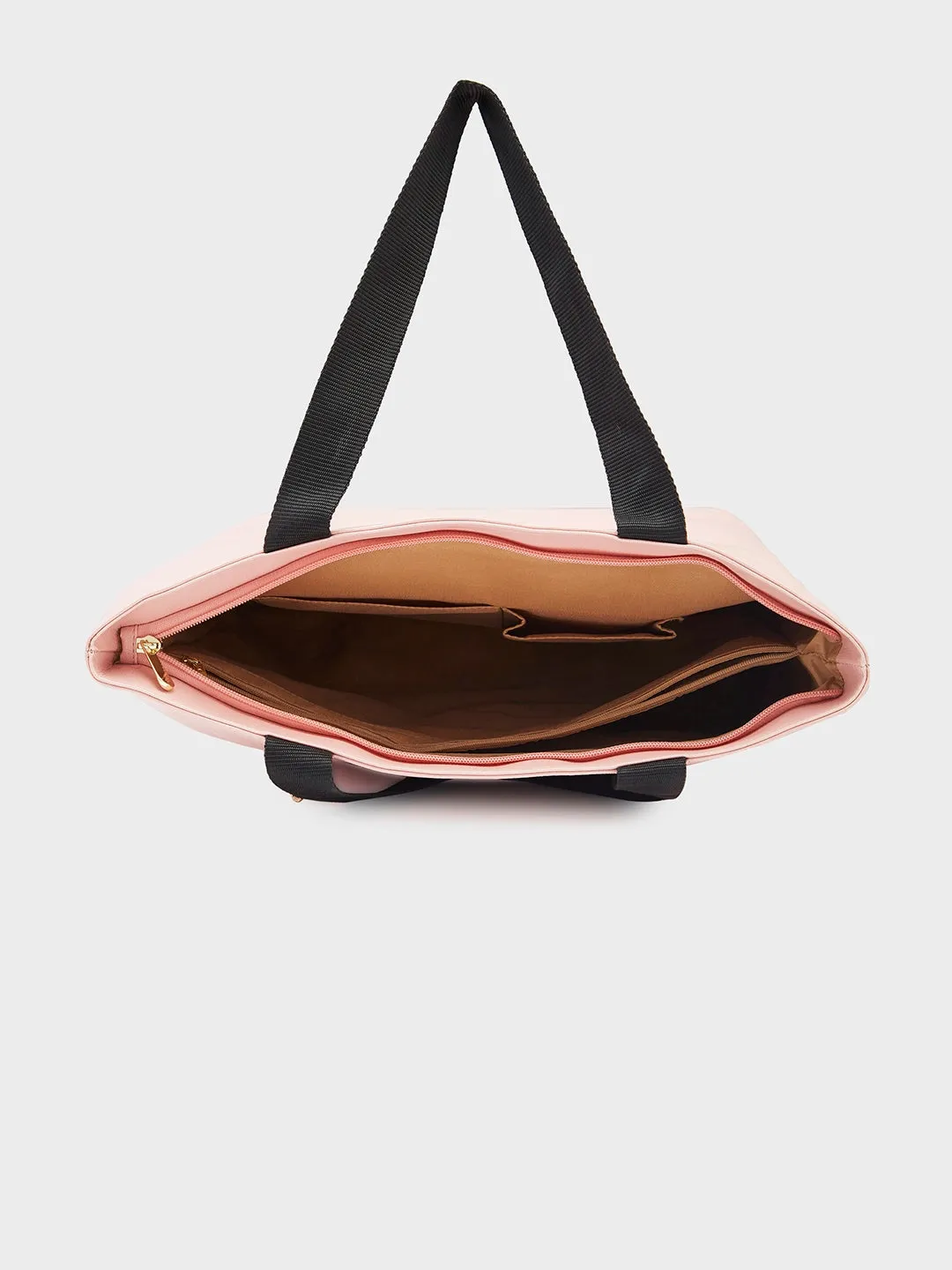 Caprese Macy Large Pink & Black Tote Bag