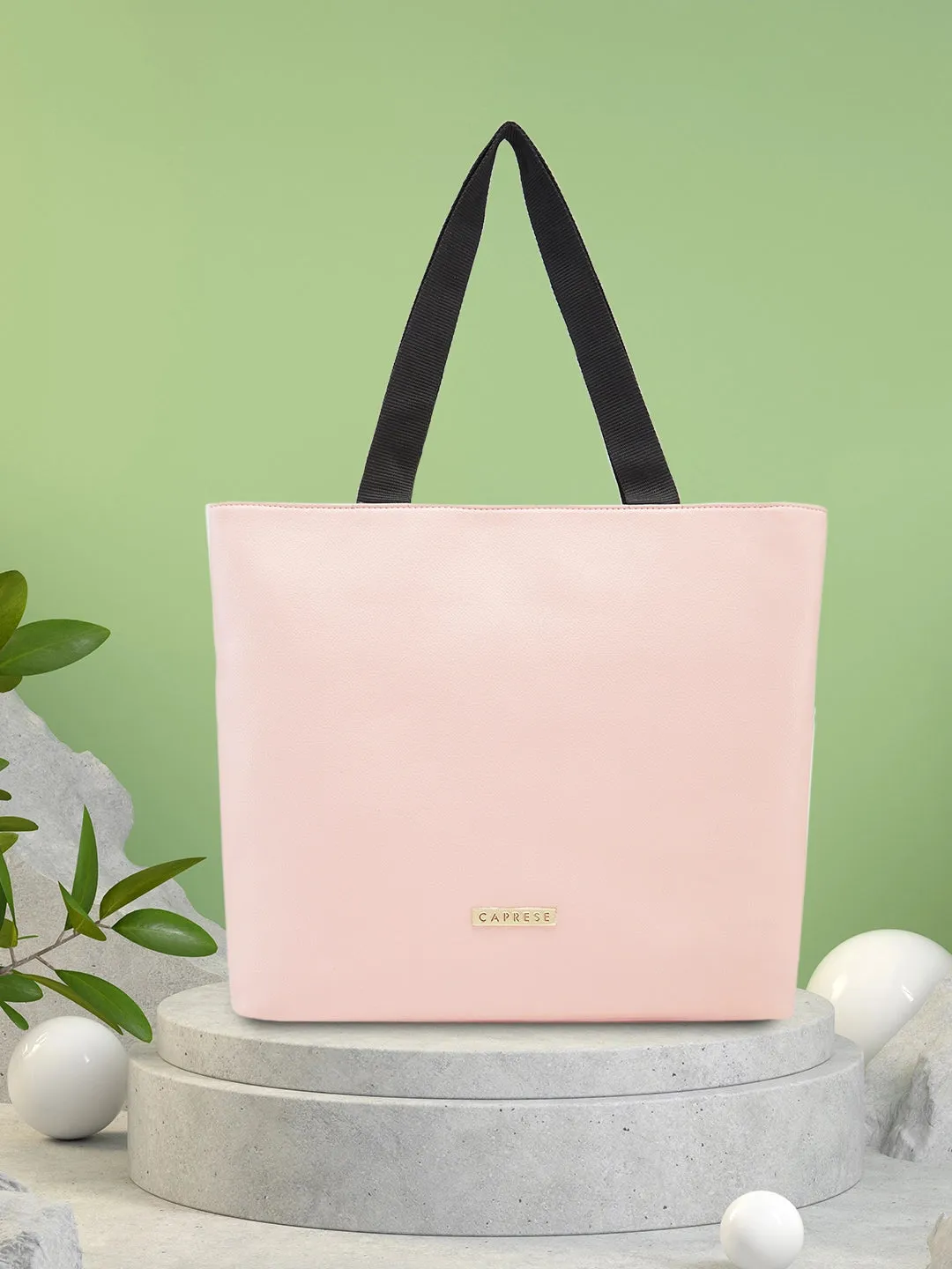 Caprese Macy Large Pink & Black Tote Bag