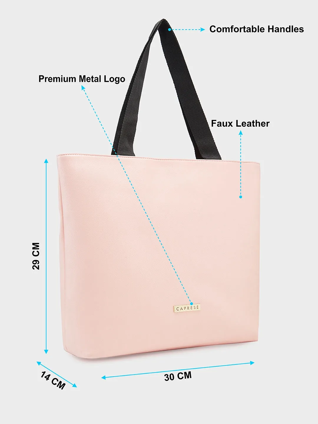 Caprese Macy Large Pink & Black Tote Bag