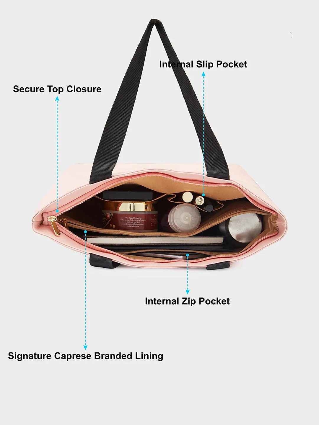 Caprese Macy Large Pink & Black Tote Bag