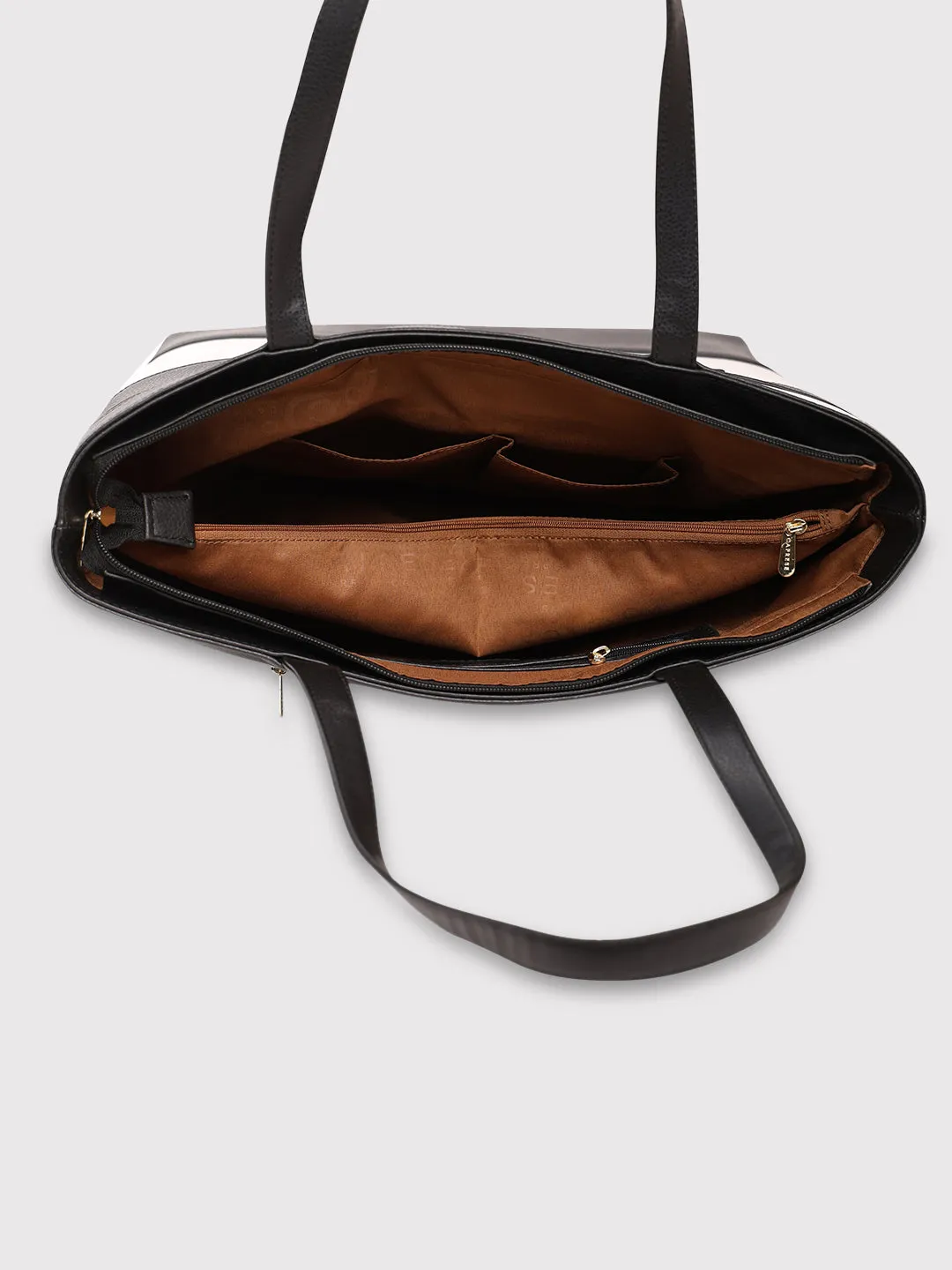 Caprese Marciano Medium Striped Black Tote Bag